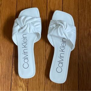 Calvin Klein Women's White Slide Sandals